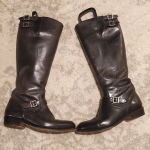 Black leather frye boots
